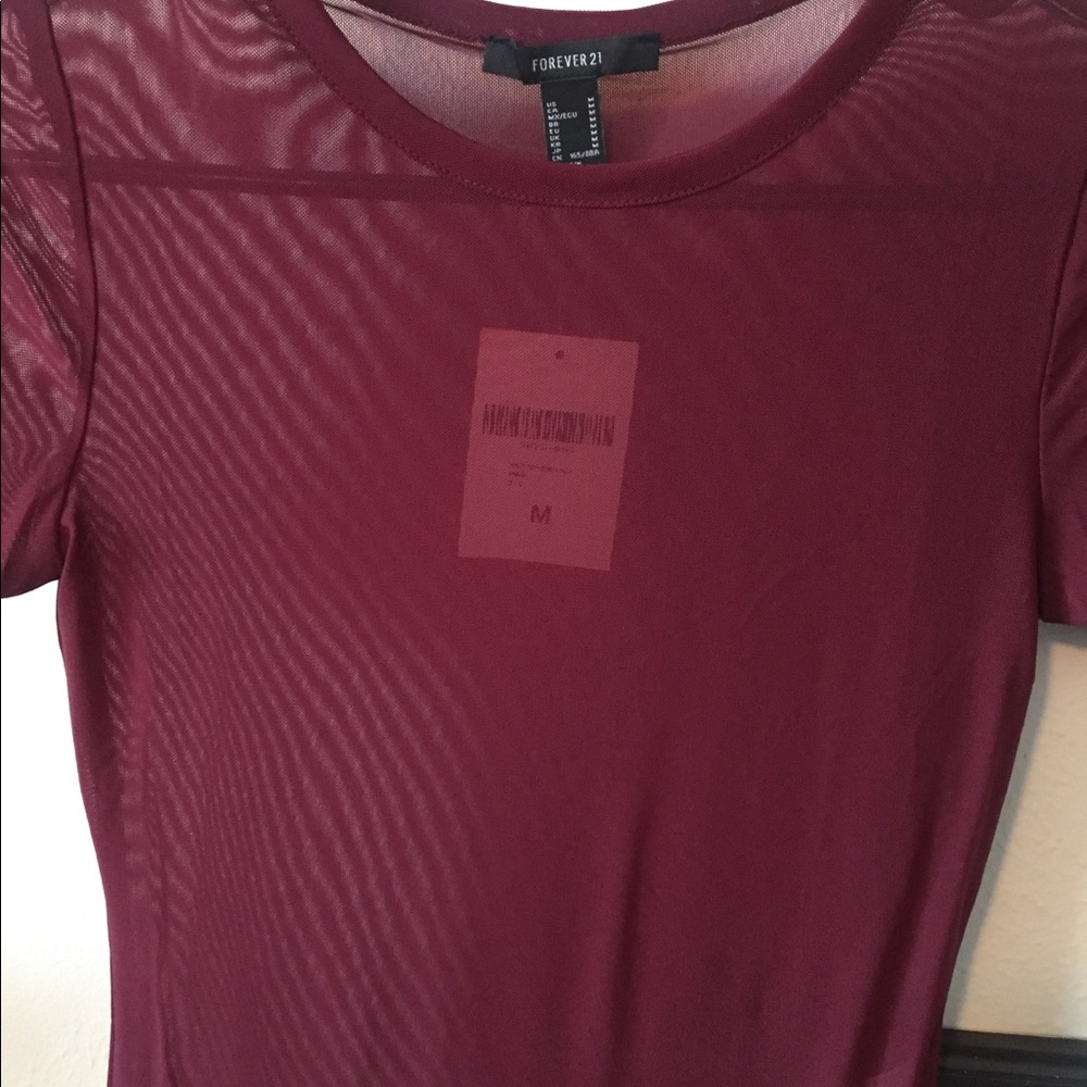 Forever 21 maroon sheer top - Picture 2 of 6